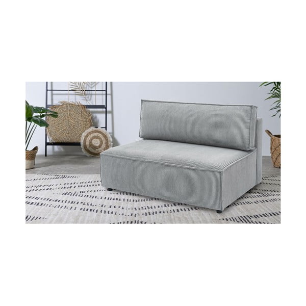 Svetlo siv modul za sedežno garnituro iz rebrastega žameta (sredinski modul) Nihad modular – Bobochic Paris-image-1