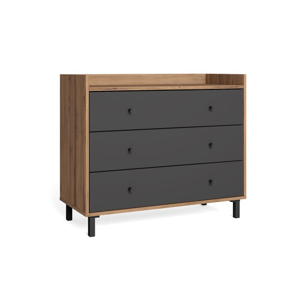 Siva nizka komoda iz orehovega dekorja 92x75 cm Malta - Marckeric-image-1