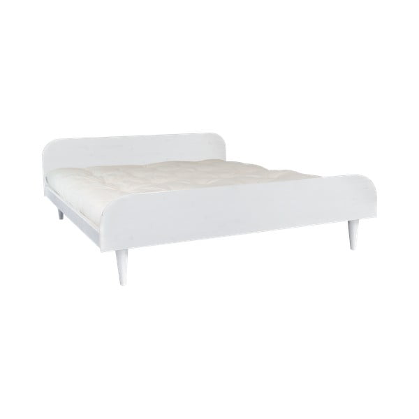 Dvoposteljna postelja iz borovega lesa z vzmetnico Karup Design Twist Comfort Mat White/Natural, 180 x 200 cm