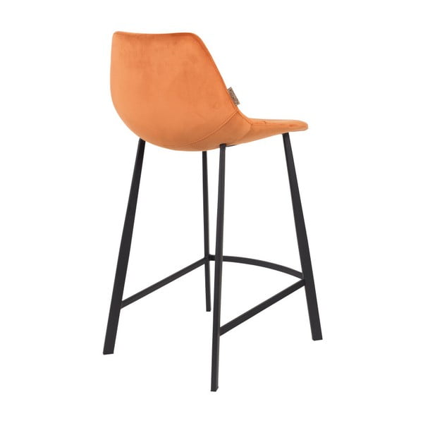 Komplet 2 oranžnih barskih stolov z oblazinjenjem iz žameta Dutchbone, višina 91 cm-image-3
