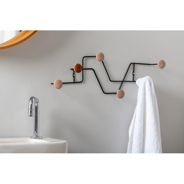 Črn kovinski stenski obešalnik  Zig Zag – PT LIVING-image-1
