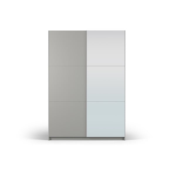 Siva omara z ogledalom in drsnimi vrati 151x215 cm Lisburn - Cosmopolitan Design