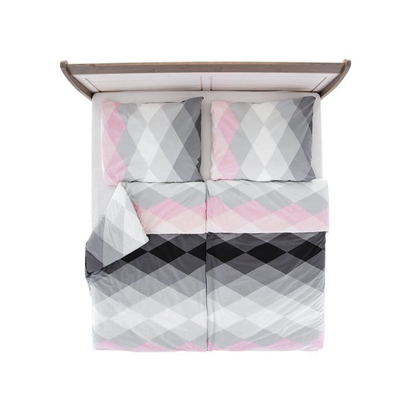 Rožnata/siva enojna posteljnina iz krepa 140x200 cm Top Class – B.E.S.-image-1