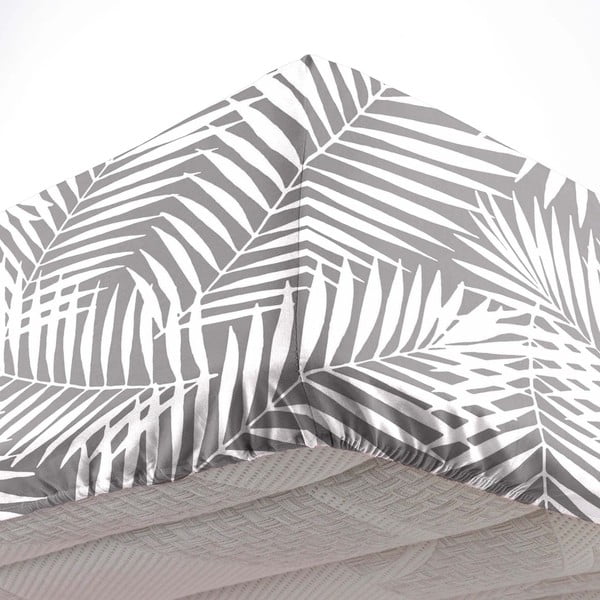 Bela/siva napenjalna bombažna rjuha 160x200 cm Botania – douceur d'intérieur-image-2