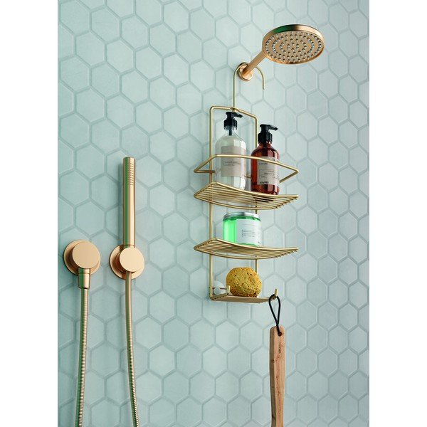 Jeklena viseča kopalniška polica v zlati barvi Onda – Metaltex-image-1