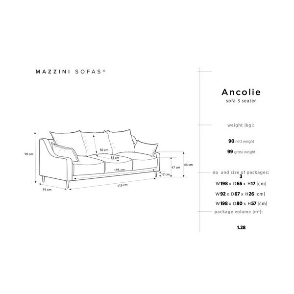 Bež raztegljiv kavč s prostorom za shranjevanje Mazzini Sofas Ancolie, 215 cm-image-1
