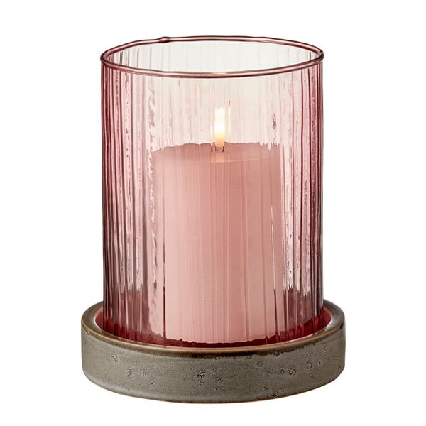 Roza sveča LED Bitz Hurricane, višina 20 cm