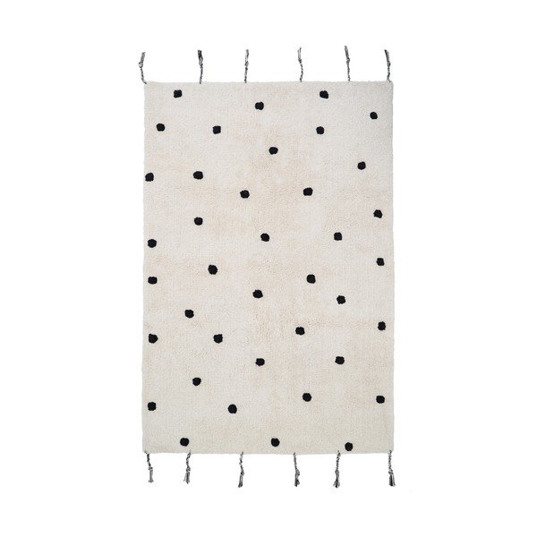 Črno-kremno bela pralna ročno tkana bombažna preproga 100x150 cm Nümi Black – Nattiot