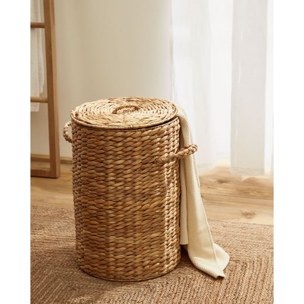 Koš za perilo iz vodne hijacinte v naravni barvi Yessira – Kave Home-image-1