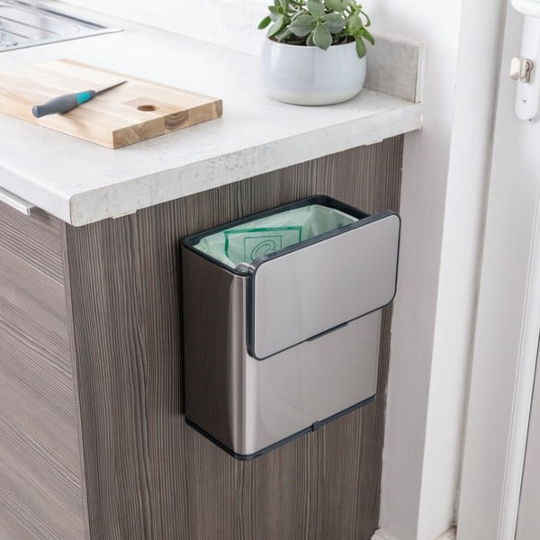 Koš za biološke odpadke v srebrni barvi 7 l – Addis-image-1