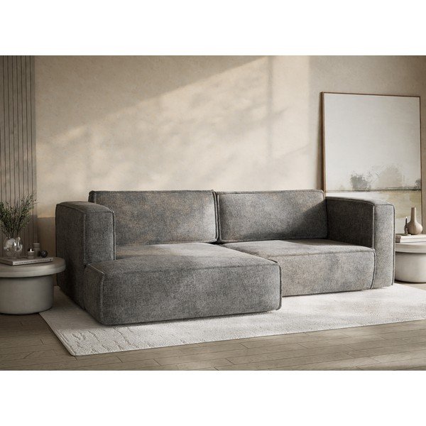 Siva raztegljiva/s prostorom za shranjevanje kotna sedežna garnitura iz šenilje (levi kot/z ležalnikom) Velto – Maison de Rêve-image-4