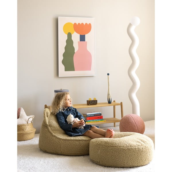 Zelena otroška vreča za sedenje iz tkanine bouclé Bear – Wigiwama-image-1