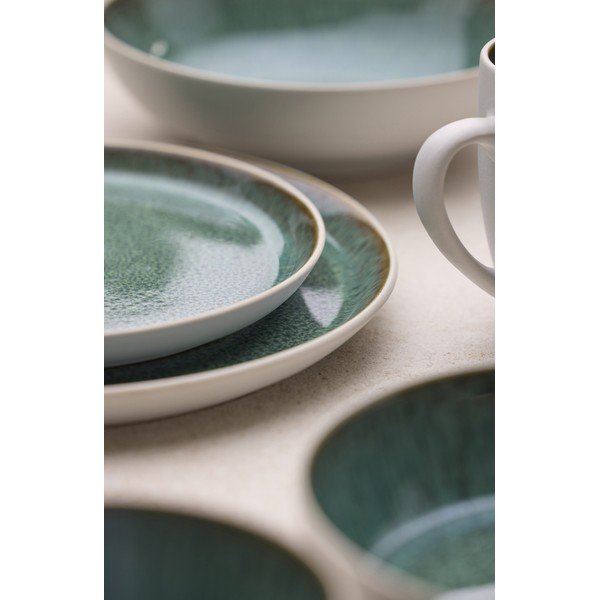 Belo-zelen desertni krožnik iz kamenine ø 21 cm Gastro White/Green – Bitz-image-1