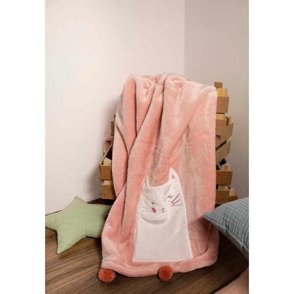 Rožnata bombažna otroška odeja 75x120 cm Kitty – Mijolnir-image-2