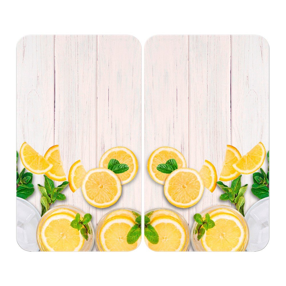 Zaščitne plošče za štedilnik 2 ks iz kaljenega stekla 52x30 cm Lemons