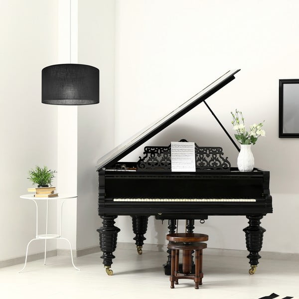 Črna viseča svetilka s tekstilnim senčnikom ø 35 cm Vivian – LAMKUR-image-2