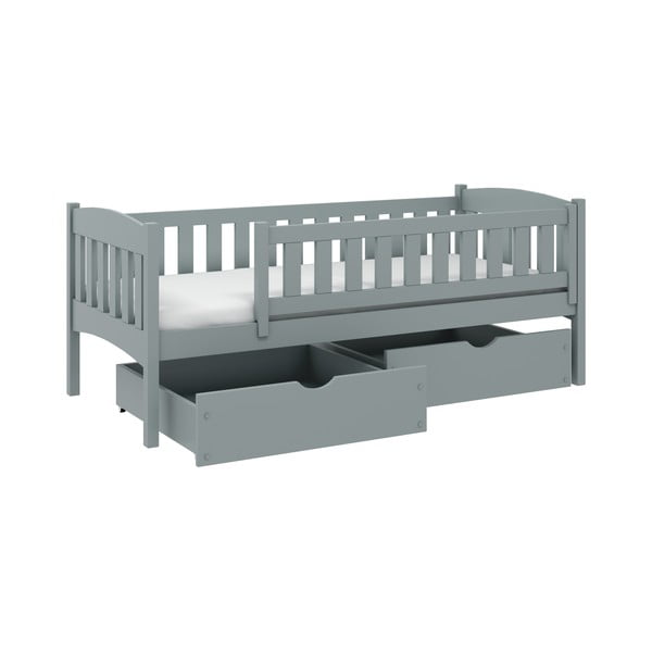 Siva otroška postelja iz borovega lesa s prostorom za shranjevanje 90x190 cm Gucio - Lano Meble