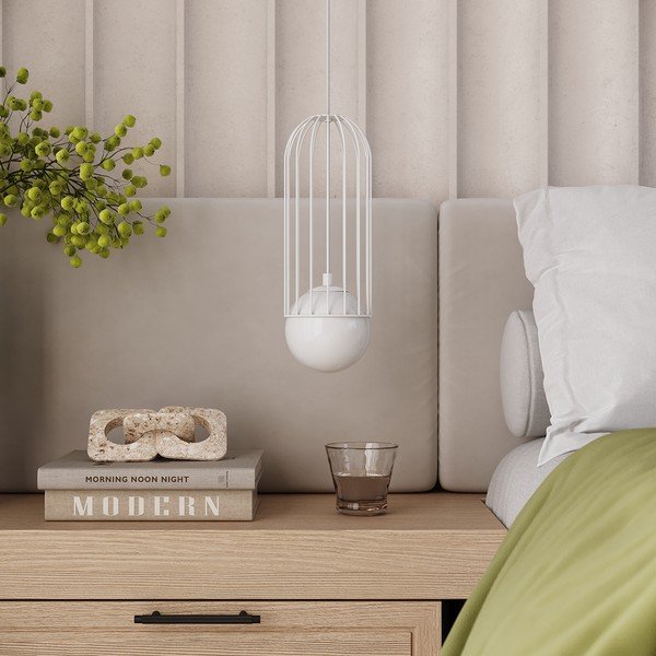 Bela viseča svetilka s steklenim senčilom Belinda – Sollux-image-1