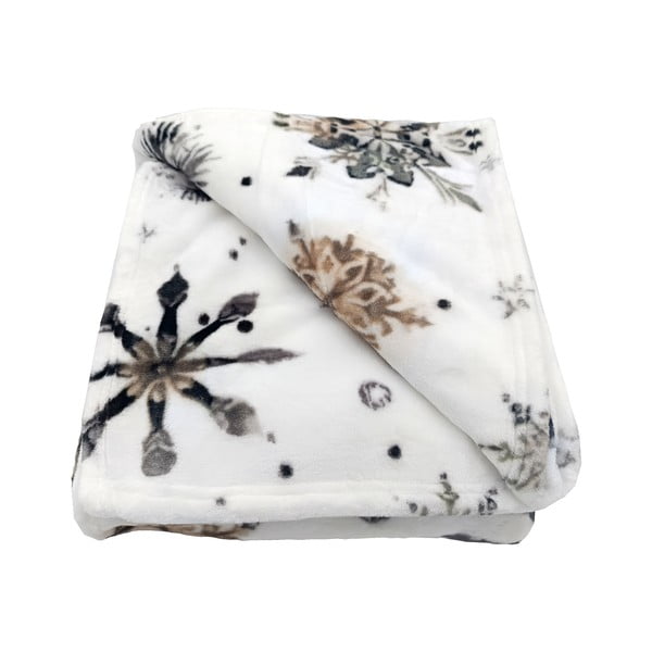 Bela odeja z božičnim motivom iz mikropliša 150x200 cm Nord Flake – My House