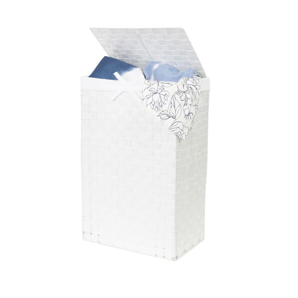 Bela košara za perilo s pokrovom Compactor Laundy Basket Linen, višina 60 cm-image-2