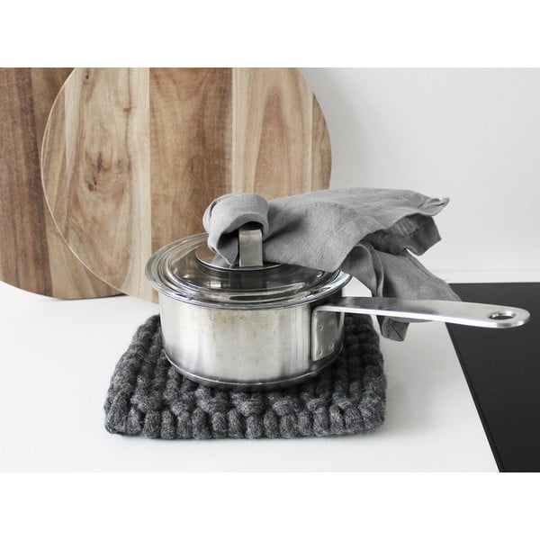 Antracitno siv pleten podstavek Wooldot Braider Coaster, 20 x 20 cm-image-1