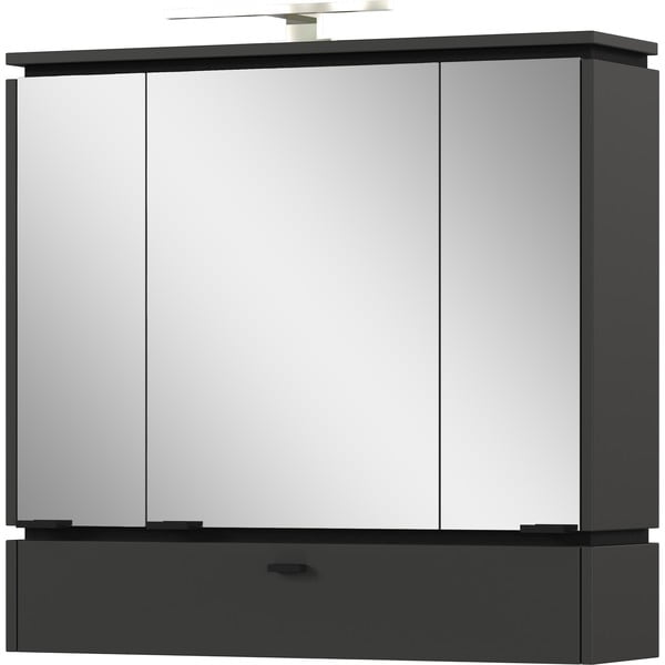 Antracitno siva kopalniška omarica z ogledalom in lučjo 79x80 cm Modesto – Germania-image-1