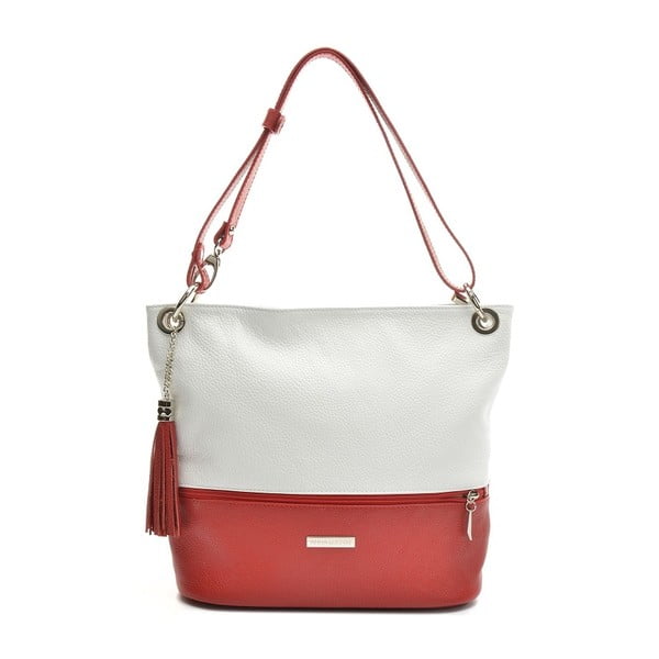Rdeče-bela usnjena torbica Anna Luchini Carolina