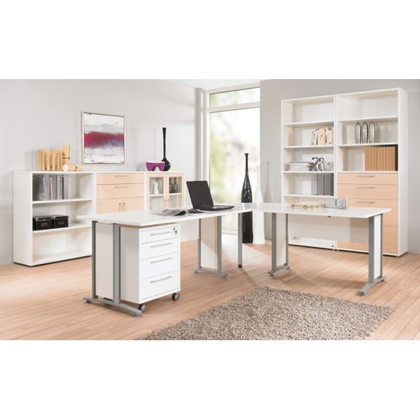 Modularna knjižna omara v beli barvi in naravnem hrastovem dekorju 89x222 cm Prima - Tvilum-image-1