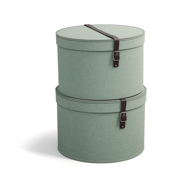 Mentolno zelene kartonaste škatle s pokrovom za shranjevanje v kompletu 2 ks ø 37,5x25,5 cm Rut – Bigso Box of Sweden