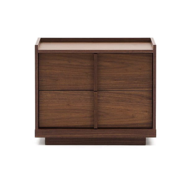 Temno rjava nočna omarica v orehovem dekorju Onix – Kave Home-image-1