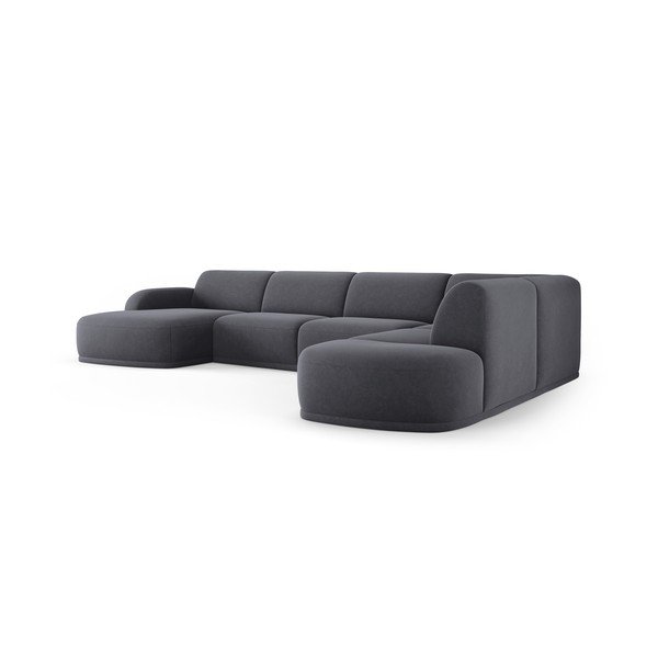 Siva žametna kotna sedežna garnitura Erin – Micadoni Home-image-3