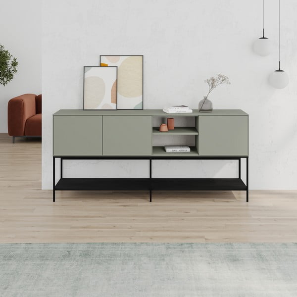 Zelena/črna komoda 180x80x40 cm Amira – Marckeric-image-1