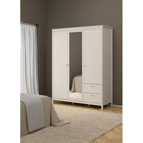 Sivo-bež garderobna omara z ogledalom 150x199x58 cm Madrid – Tvilum-image-1