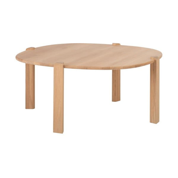 Okrogla klubska mizica iz masivnega hrasta v naravni barvi ø 100 cm Kulin – Gazzda