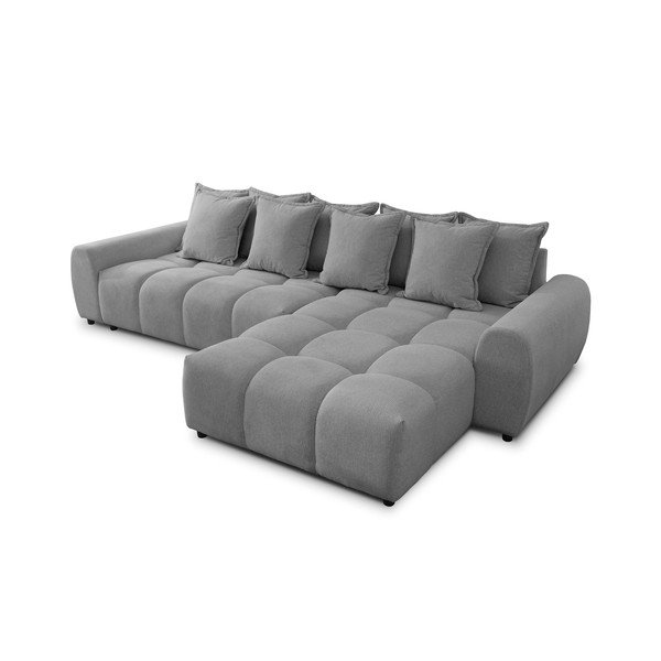 Siva kotna sedežna garnitura (desni kot/z ležalnikom) Albane  – Ropez-image-2