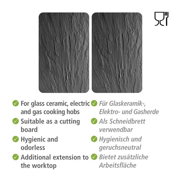 Komplet 2 steklenih pokrovov za štedilnik Wenko XL State, 52 x 40 cm-image-4