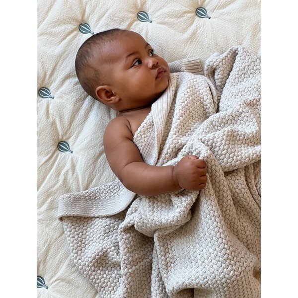 Svetlo rumeno-modra prešita otroška odeja iz organskega bombaža 90x120 cm Balloon – Cam Cam Copenhagen-image-3