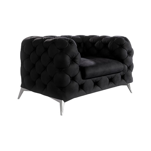 Črn žameten fotelj Chelsea – Ropez