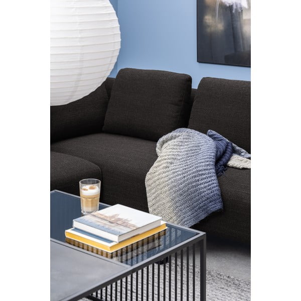 Črna mizica s stekleno mizno ploščo 80x80 cm Strington – Actona-image-3