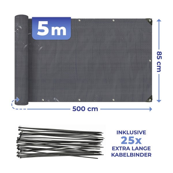 Črn plastičen balkonski zastor 500x85 cm – Maximex-image-2
