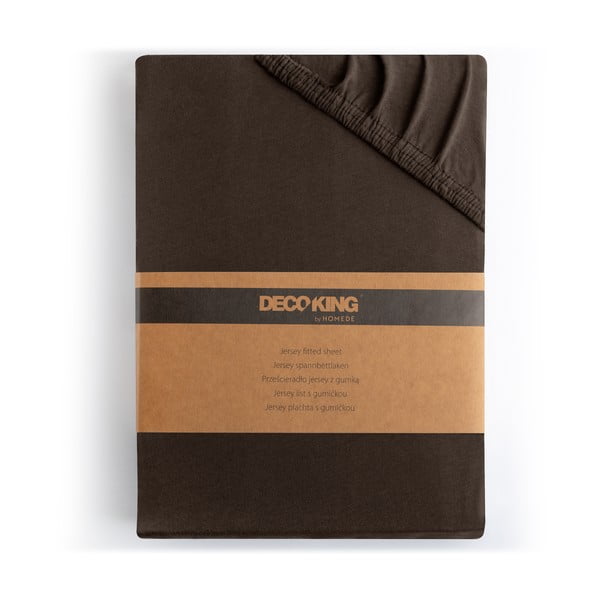 Temno rjava napenjalna rjuha iz jerseyja 140x200 cm Amber – Restilo-image-4