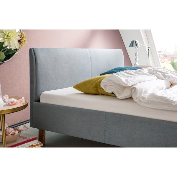 Modra/siva oblazinjena zakonska postelja brez letvenega dna 140x200 cm Lena – Meise Möbel-image-2