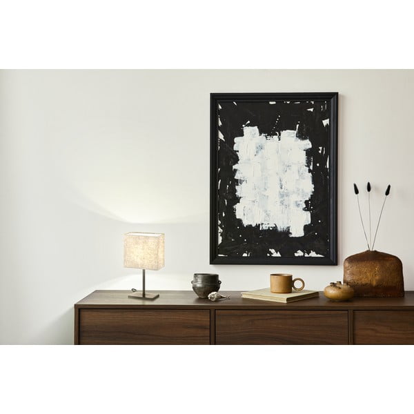 Črno-bež namizna svetilka s tekstilnim senčilom (višina 30 cm) Kate – Fischer & Honsel-image-1