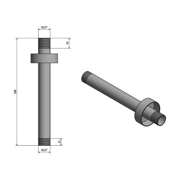 Mat črn medeninast del za priključitev tuša – Sapho-image-1