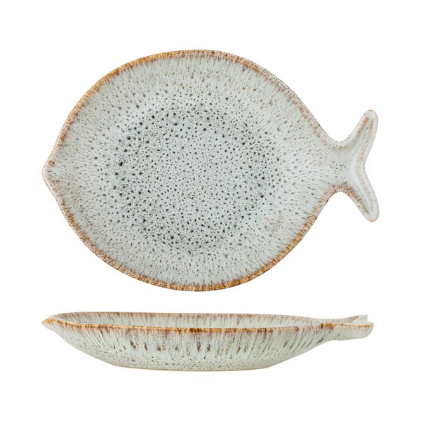 Modro-bež servirni krožnik iz kamenine Fleur – Bloomingville-image-2