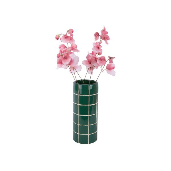 Temno zelena keramična vaza (višina 30 cm) Retro Tiles – PT LIVING-image-2