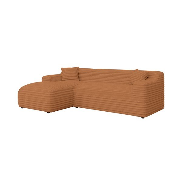 Kotna sedežna garnitura iz rebrastega žameta v barvi terakote (levi kot/z ležalnikom) Martin – Ropez-image-2