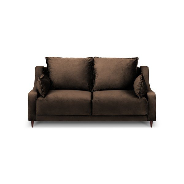 Rjava žametna zofa Mazzini Sofas Freesia, 150 cm