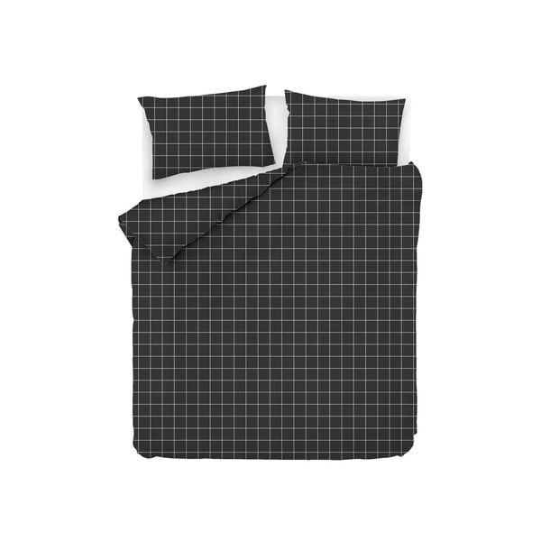 Črna podaljšana bombažna posteljnina za zakonsko posteljo 200x220 cm Piga - Mijolnir