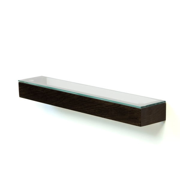 Polica iz hrastovega lesa s steklenim vrhom Wireworks Mezza Dark, dolžina 55 cm-image-1